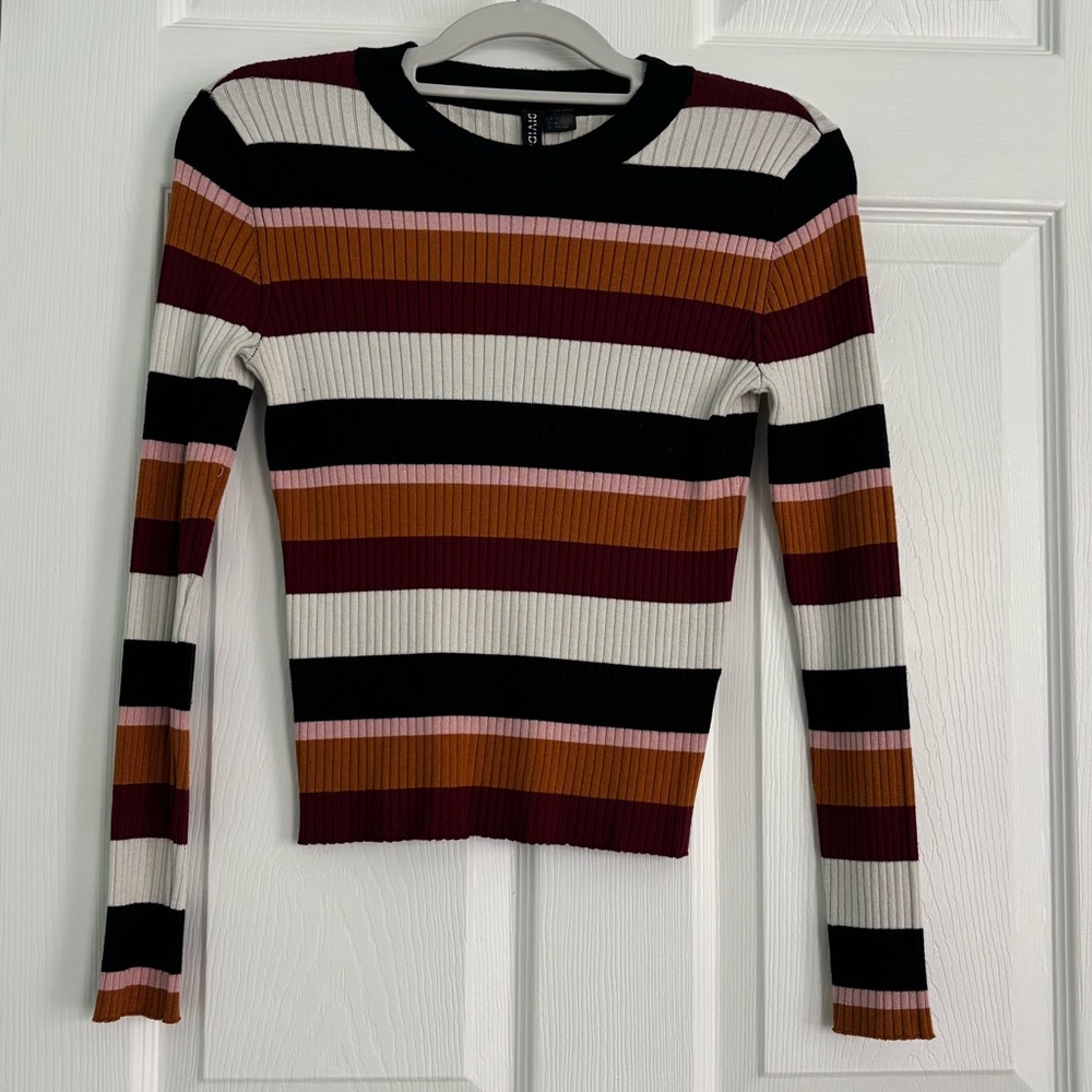 H&M Divided Strip Knit Long Sleeve Top